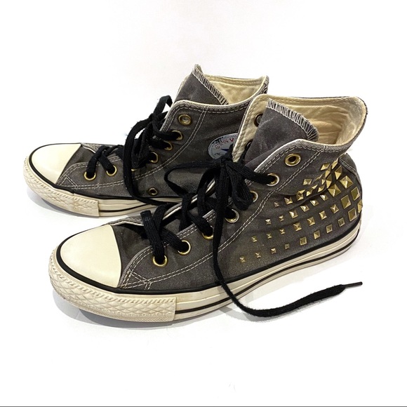 Converse Shoes - | Converse | grey hi top sneakers with gold studs